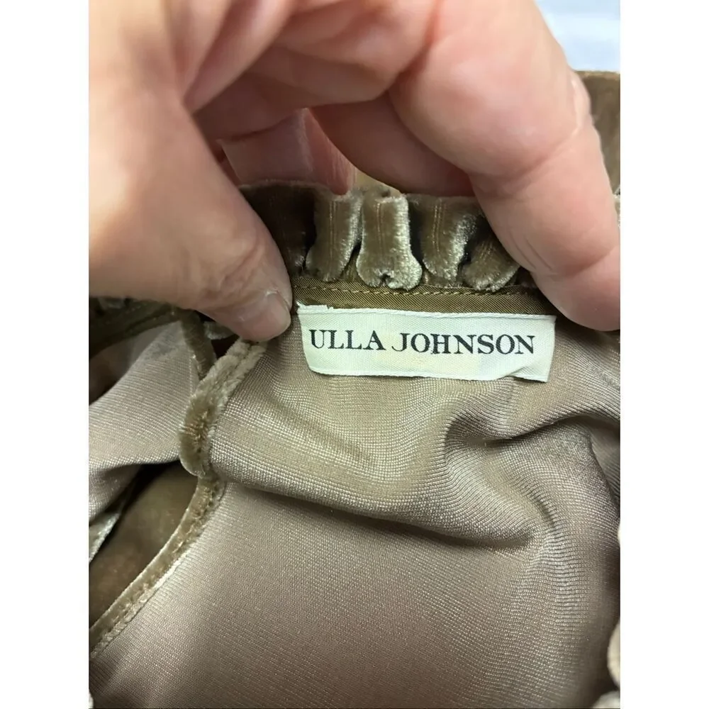 Ulla Johnson Gilles Velvet Puff Long Sleeve Blouse in Brown Size 2